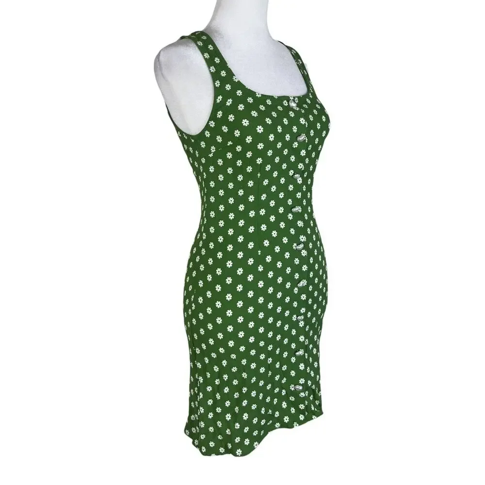 Reformation Lucian Daisy Floral Mini Dress Heart Buttons Romantic Spring Size 2 - Picture 5 of 10